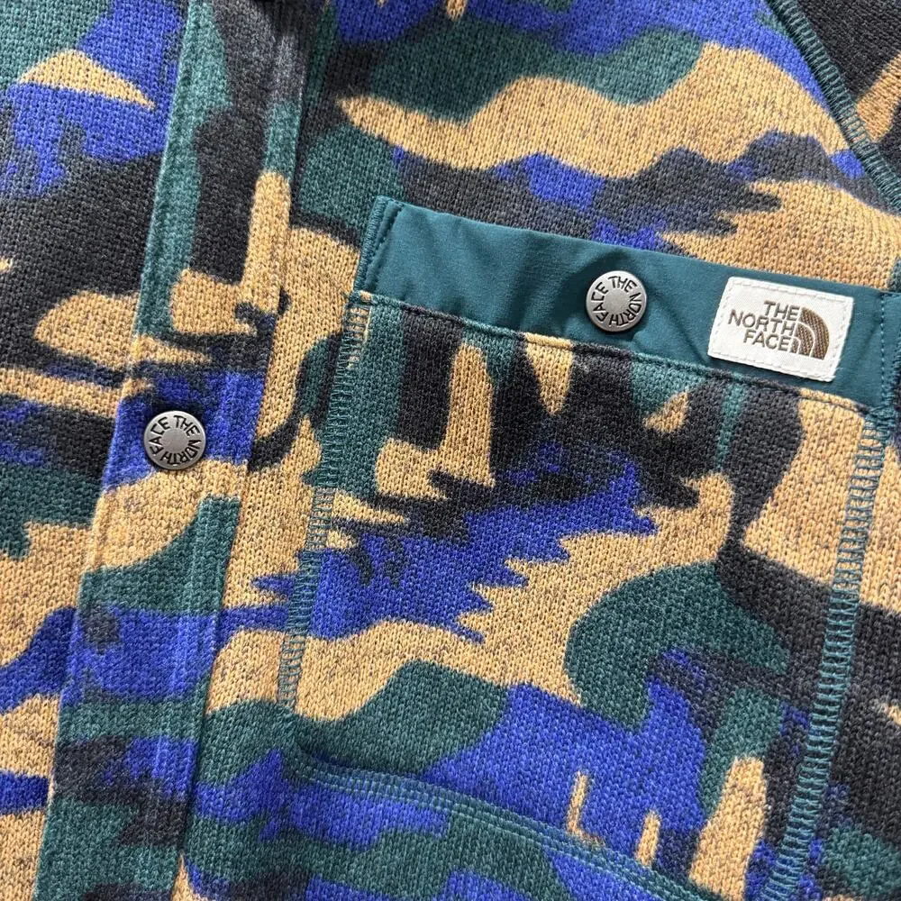 The‎ North Face Shacket Mens Small Snap Up Fleece Gordon Lyons Green Blue Jacket